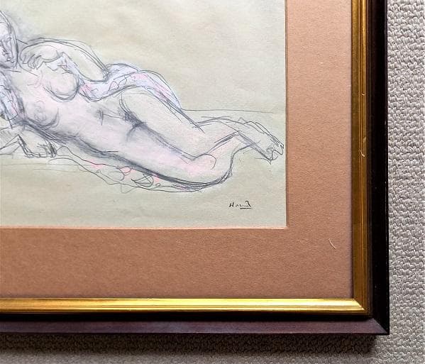 原精一　　鉛筆とパステルによる裸婦デッサン画