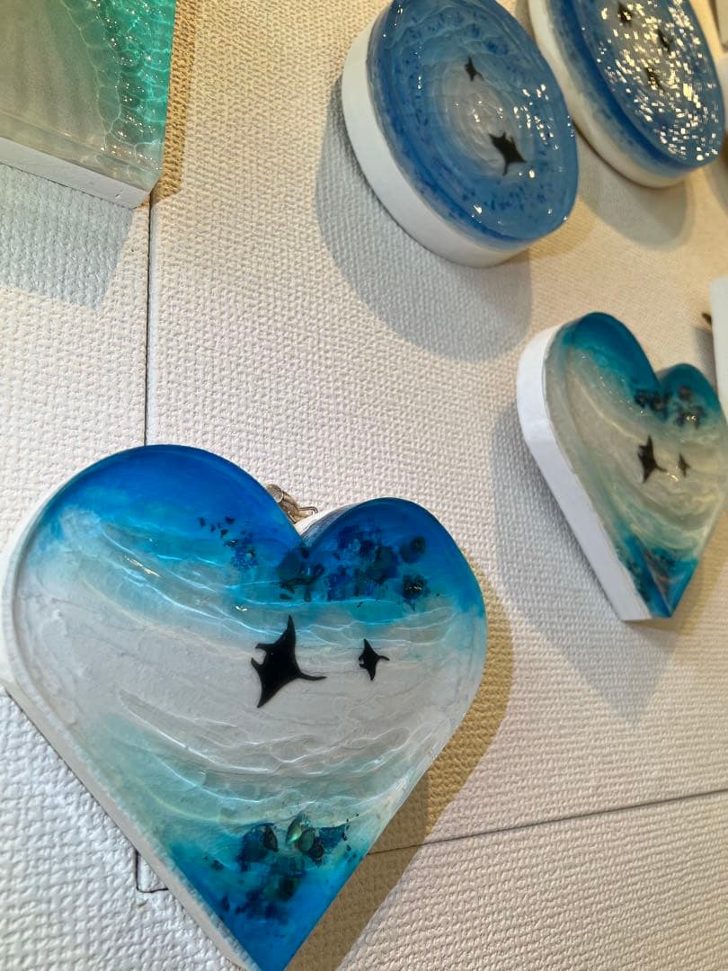 【波紋アート＃23】マンタの遊泳／水紋／15cmスクエア／枠なし