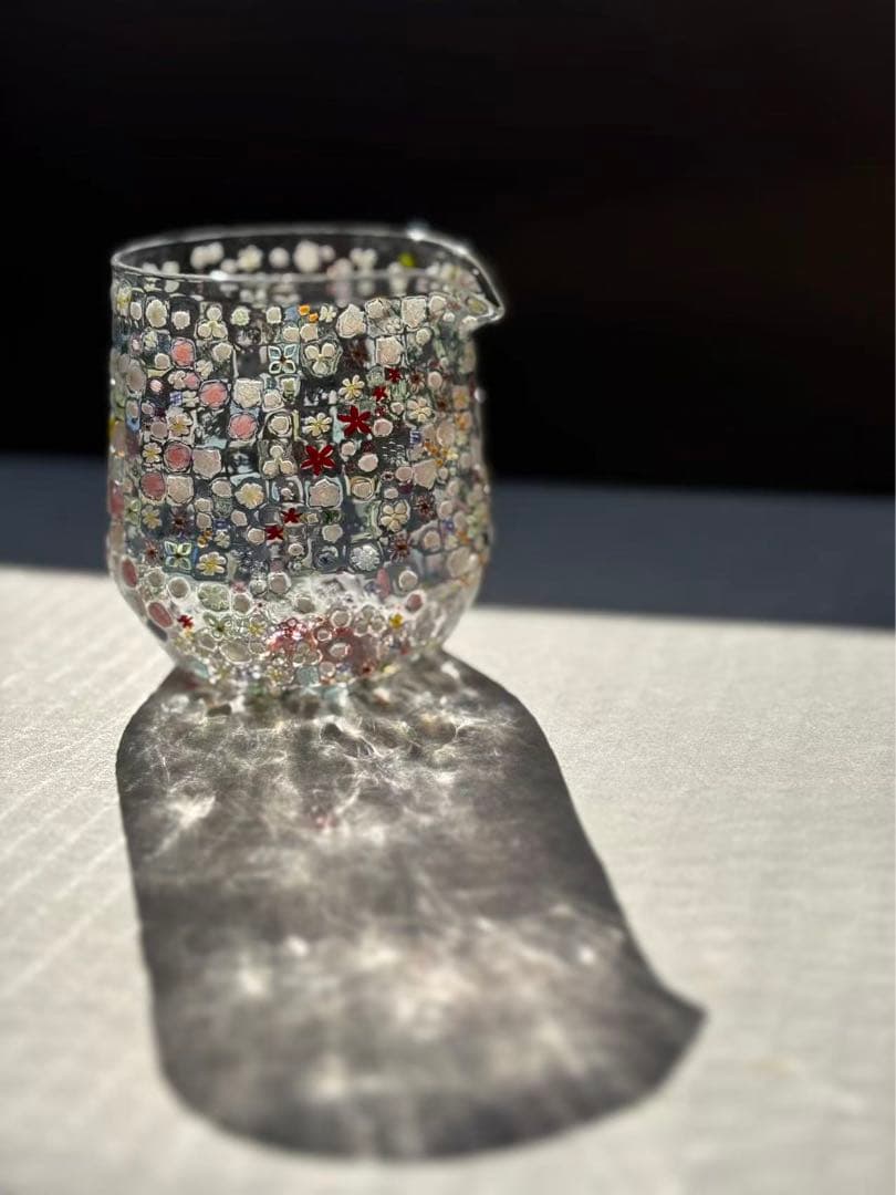 江波冨士子さん グラス 花の庭片口　新品 専用箱付き