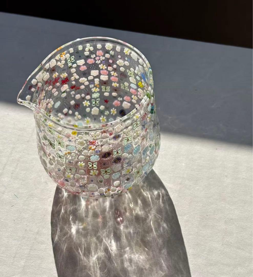 江波冨士子さん グラス 花の庭片口　新品 専用箱付き