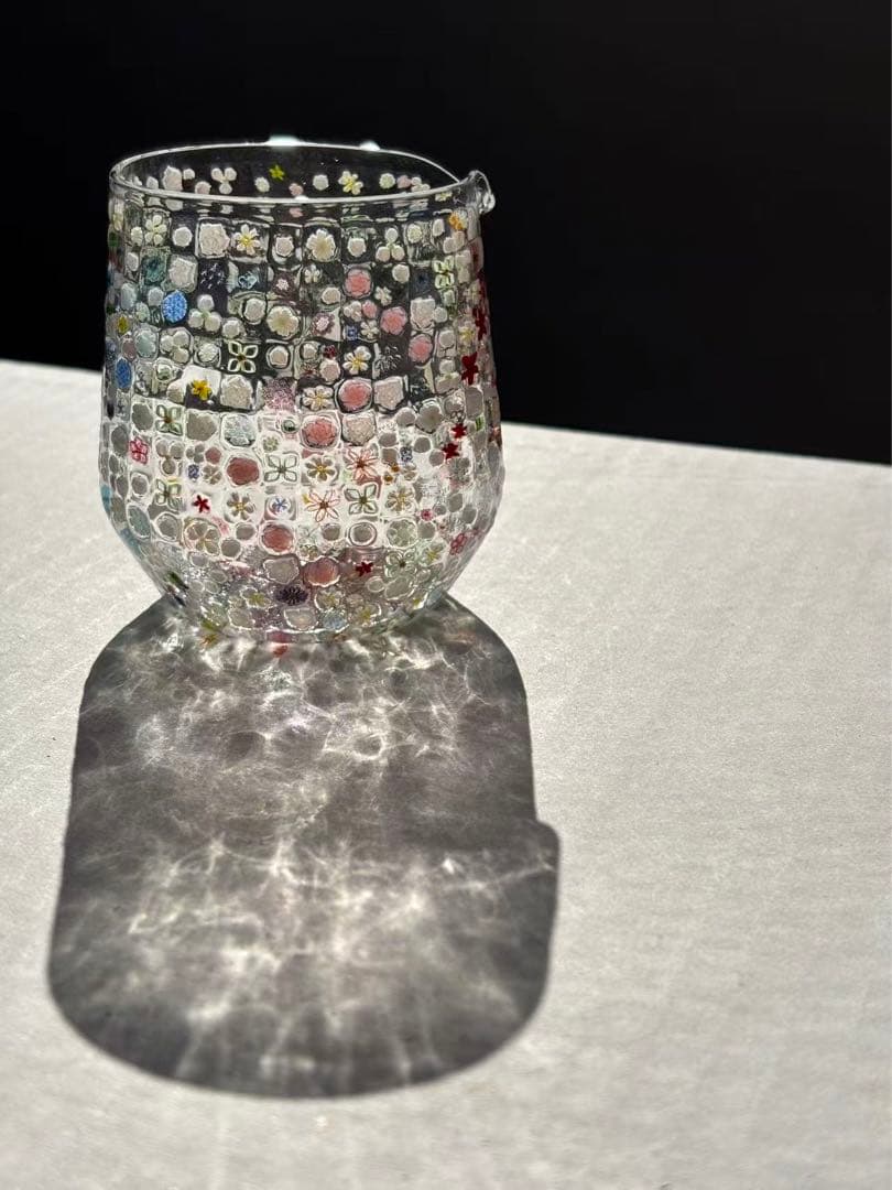 江波冨士子さん グラス 花の庭片口　新品 専用箱付き