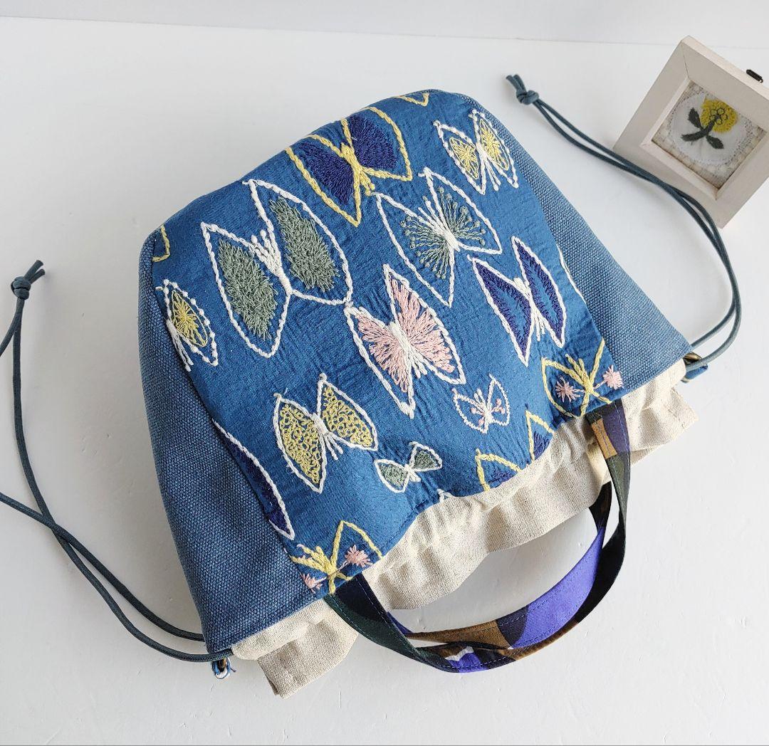 ミナペルホネン レア skyflower 小ぶり巾着バッグ②