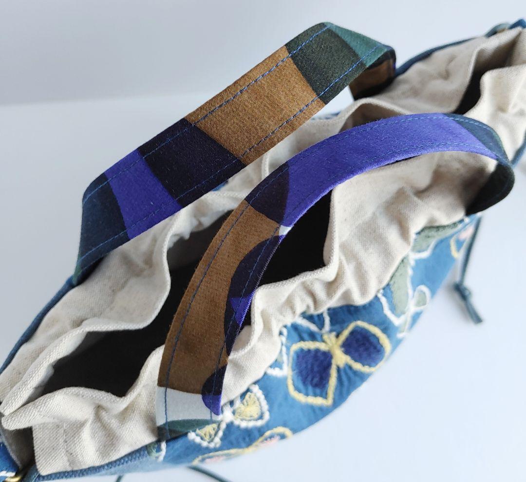 ミナペルホネン レア skyflower 小ぶり巾着バッグ②