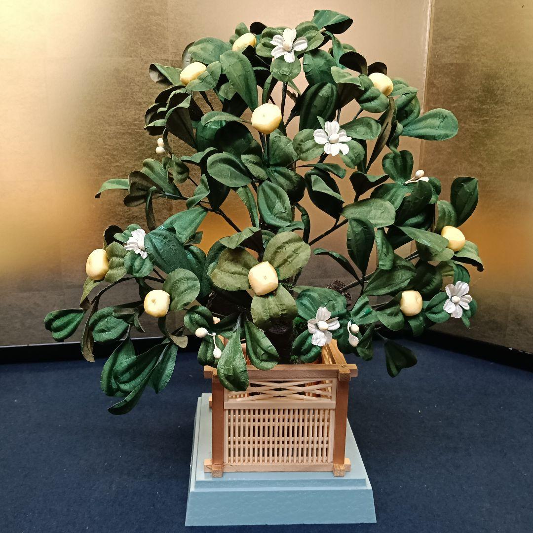 AO100 御京花 桜 橘 35.5cm 雛道具 台地模様 紙箱 雛祭 節句