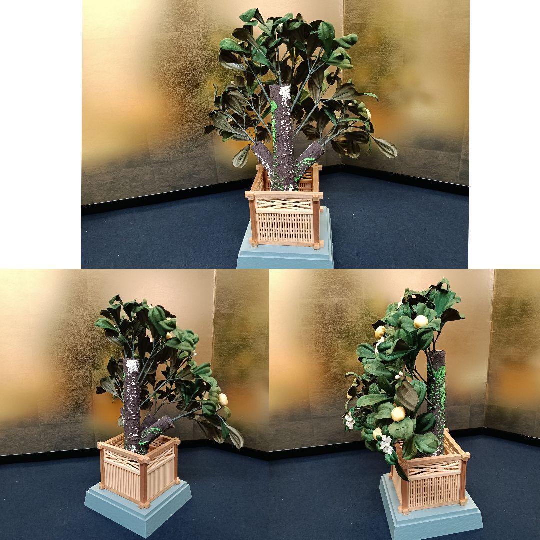 AO100 御京花 桜 橘 35.5cm 雛道具 台地模様 紙箱 雛祭 節句