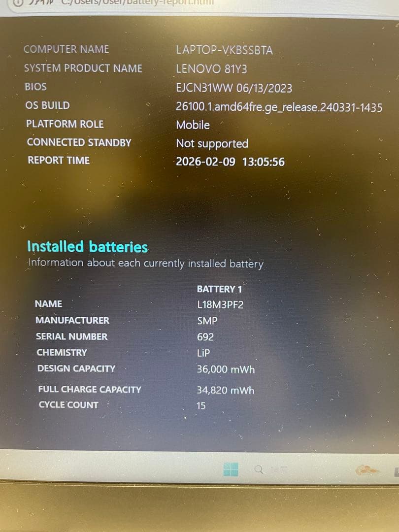Lenovo IdeaPad L3 15インチ Office  2019