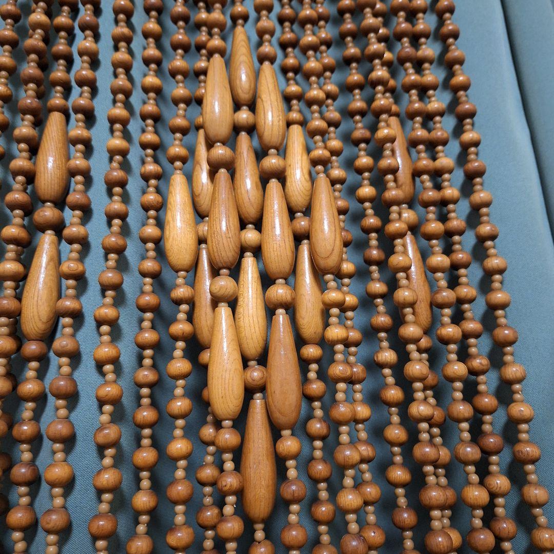 【希少・大判】昭和レトロ 珠のれん 木製 ビーズカーテン 幅140cm 当時物