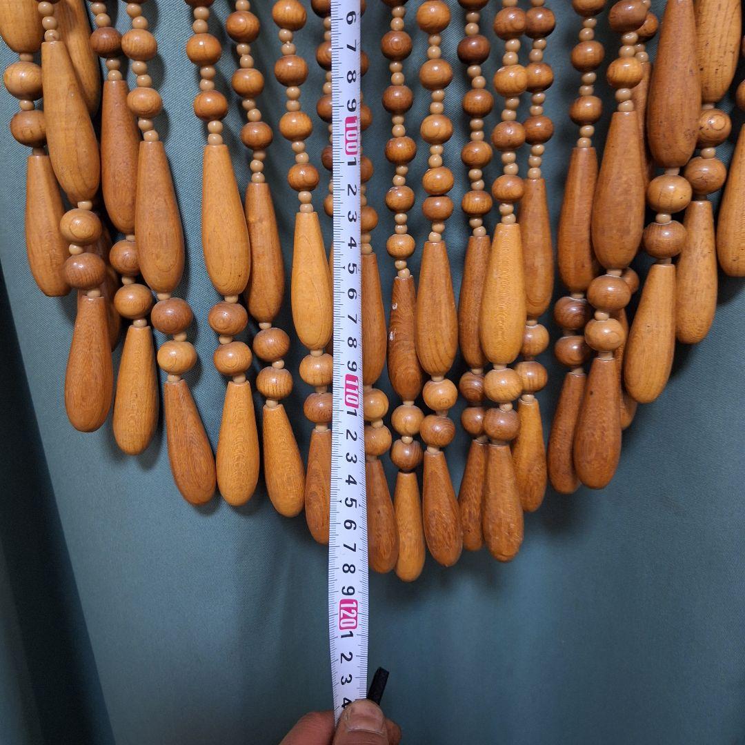 【希少・大判】昭和レトロ 珠のれん 木製 ビーズカーテン 幅140cm 当時物