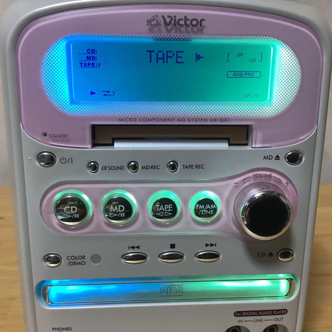 Victor マイクロMDシステム UX-QX1-Pアンテナ・リモコン付き動作品