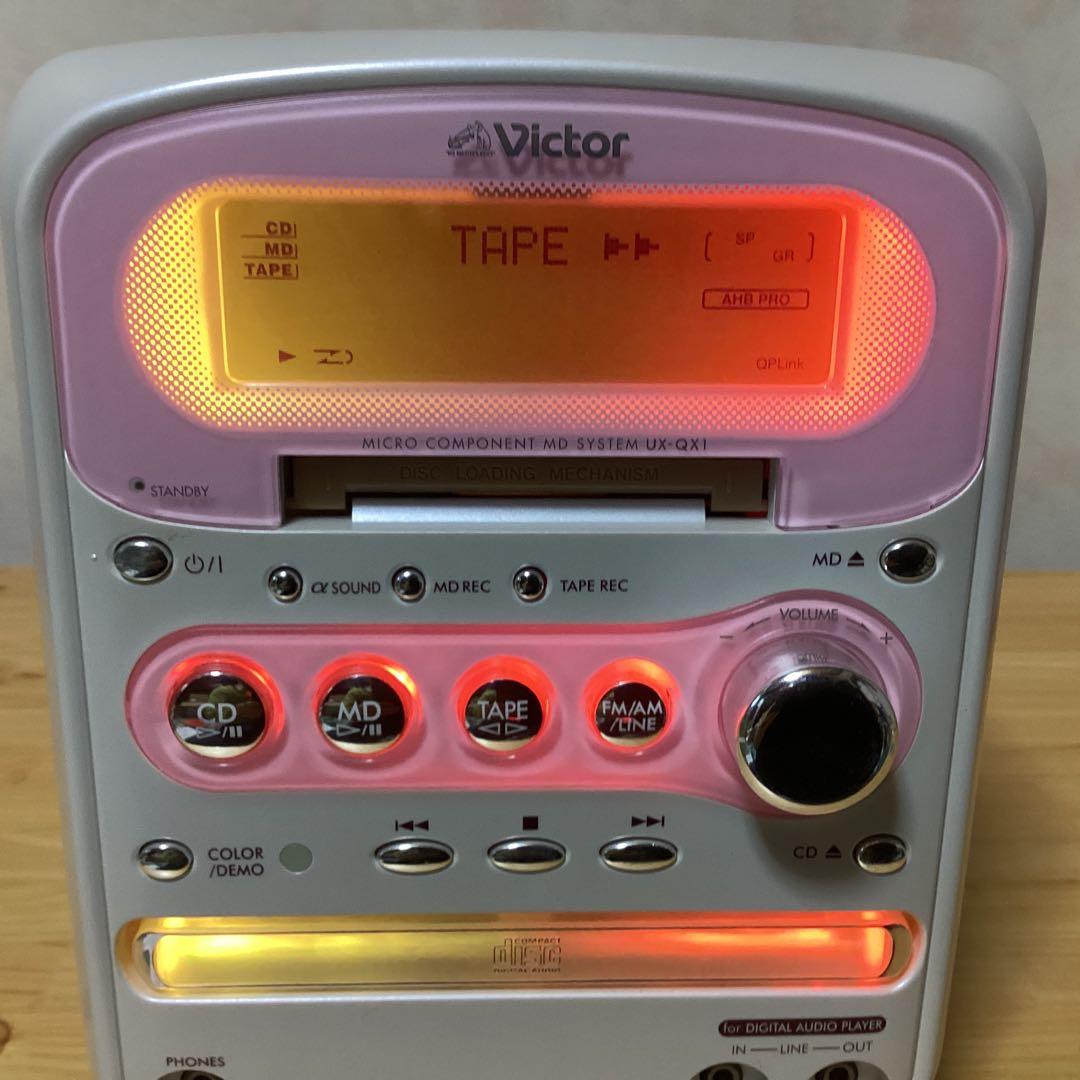 Victor マイクロMDシステム UX-QX1-Pアンテナ・リモコン付き動作品