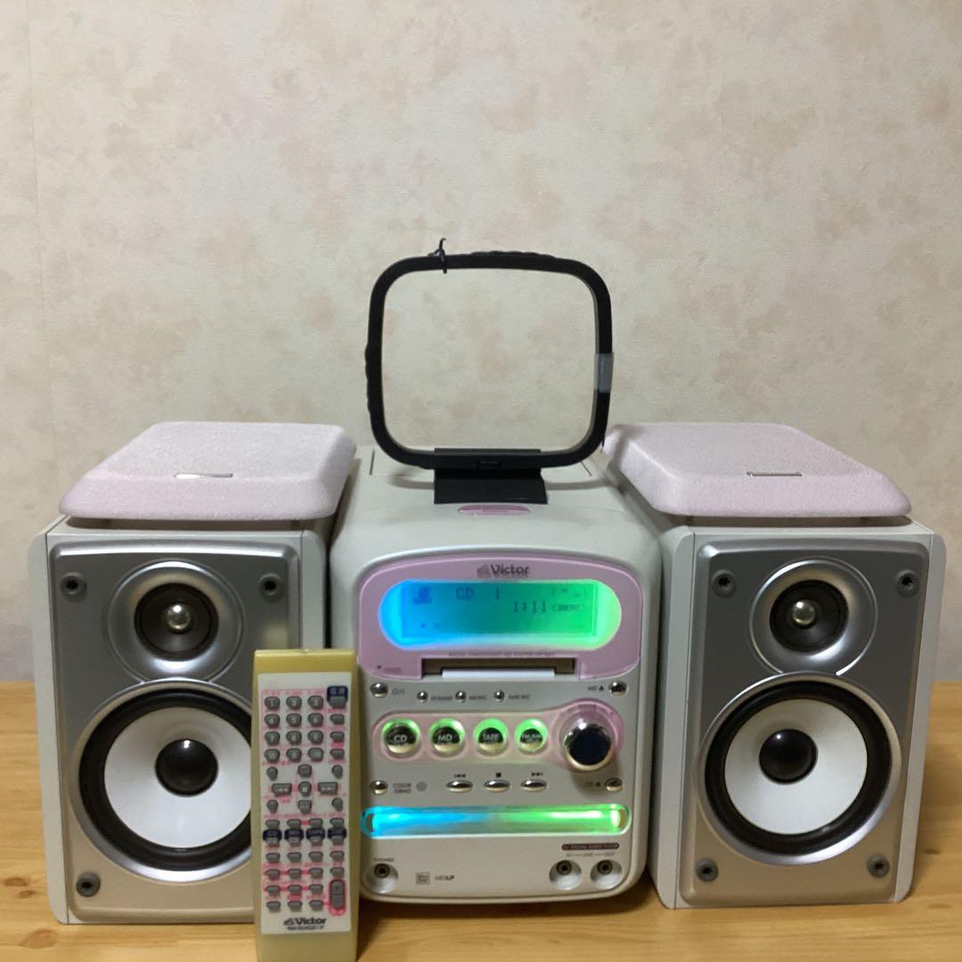 Victor マイクロMDシステム UX-QX1-Pアンテナ・リモコン付き動作品