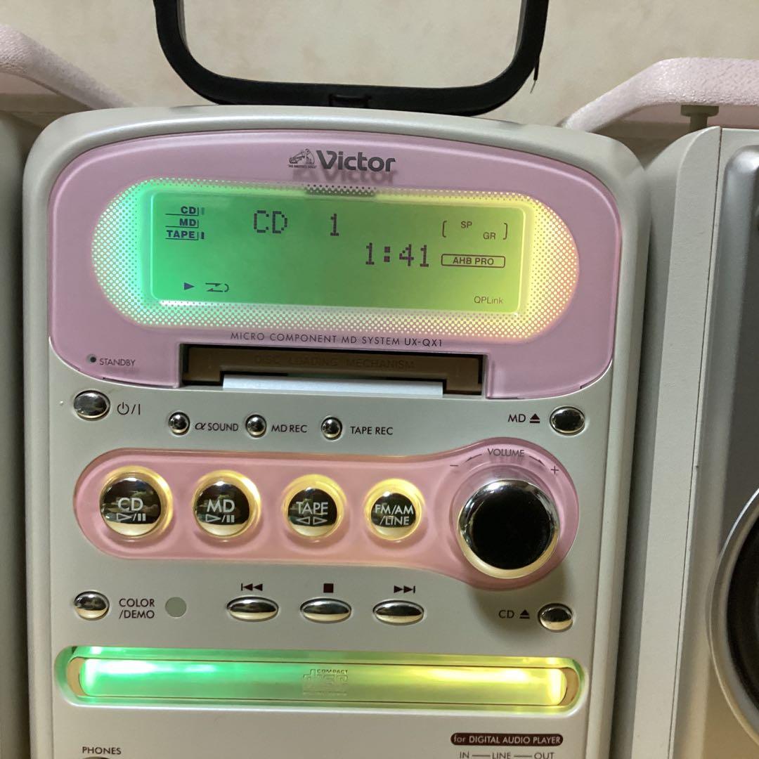 Victor マイクロMDシステム UX-QX1-Pアンテナ・リモコン付き動作品
