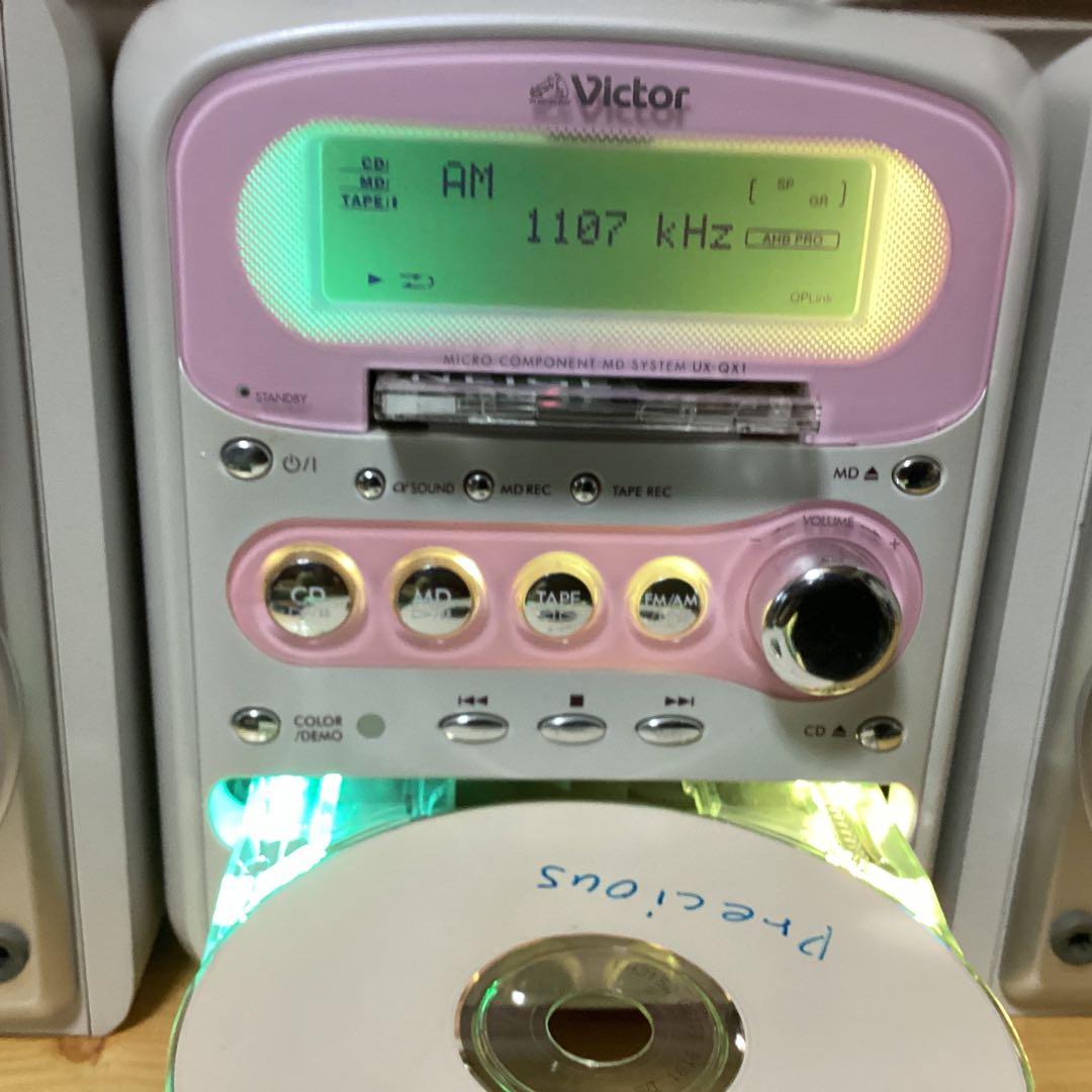 Victor マイクロMDシステム UX-QX1-Pアンテナ・リモコン付き動作品