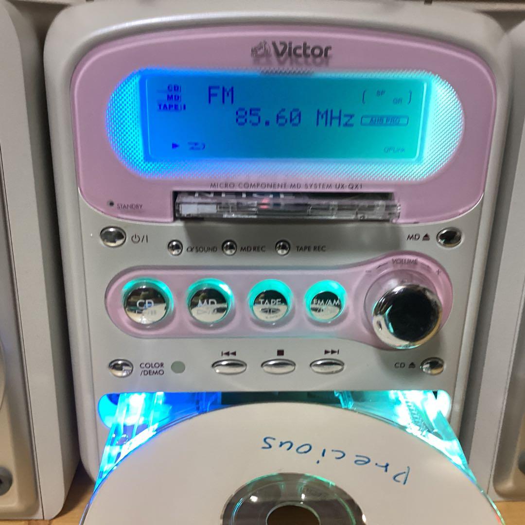 Victor マイクロMDシステム UX-QX1-Pアンテナ・リモコン付き動作品