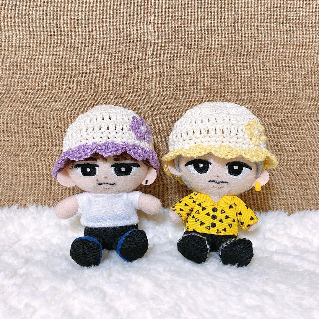 おかゆ/すのチル ぬい服 [くすみチェック]3点(ブルー・モカ)追加帽子2