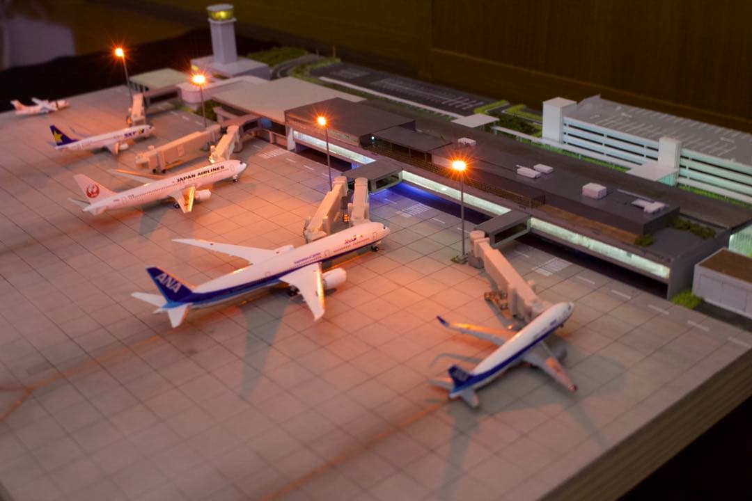1/500 空港ジオラマ 最大5機駐機可能 フル電飾 フルスクラッチ 引取歓迎