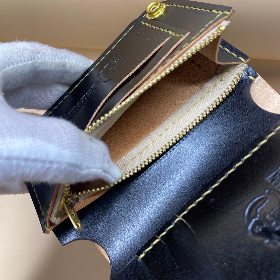 無骨 艶 マチ お札折らずに収納できる手染めミドルトラッカーウォレット BTW