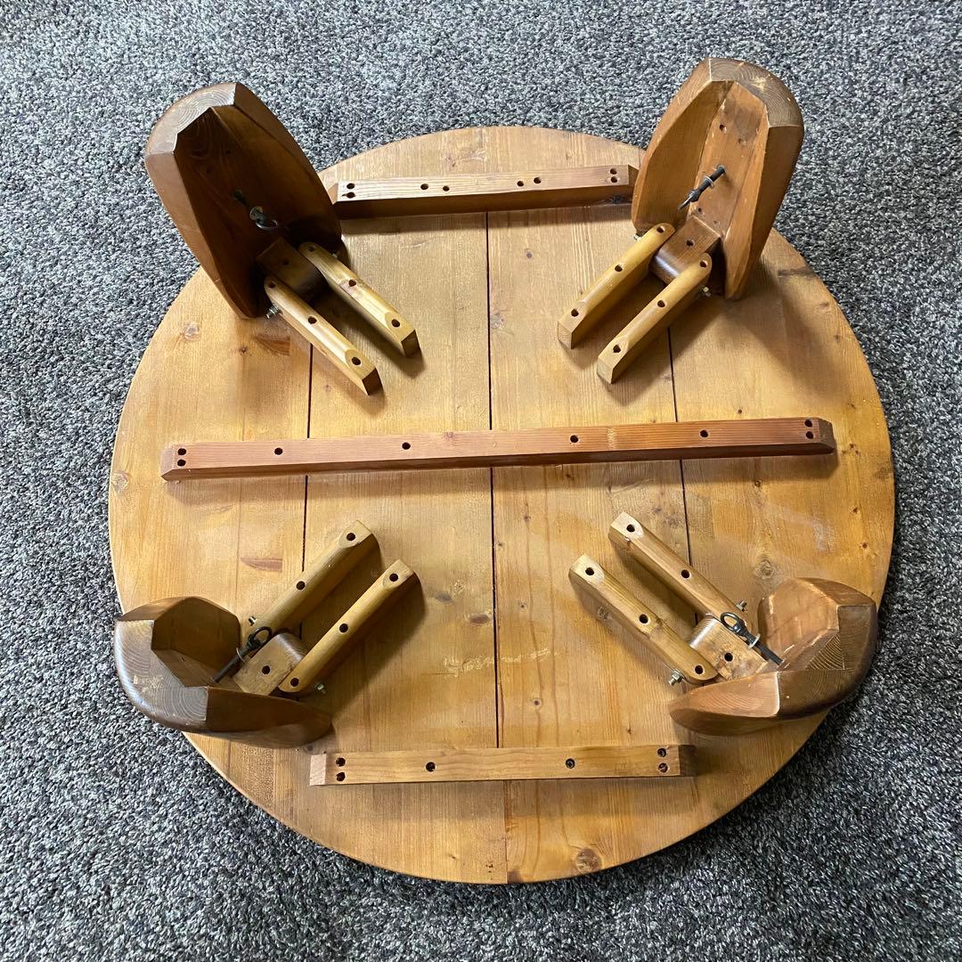 ちゃぶ台　丸テーブル　座卓　円卓　折りたたみテーブル　天然木　ローテーブル　美品