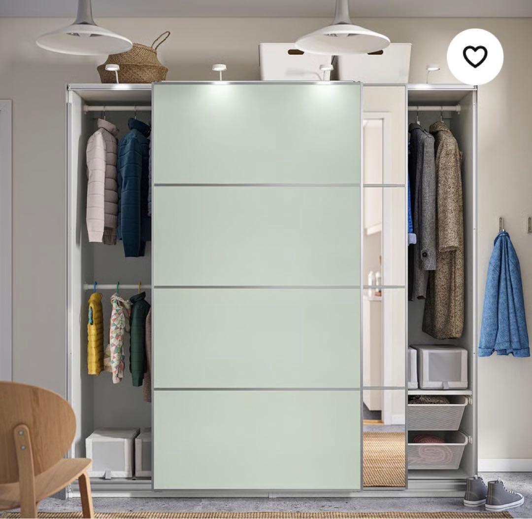 IKEA ワードローブ　PAX クローゼット　オーダーメイド　鏡　ミラー扉