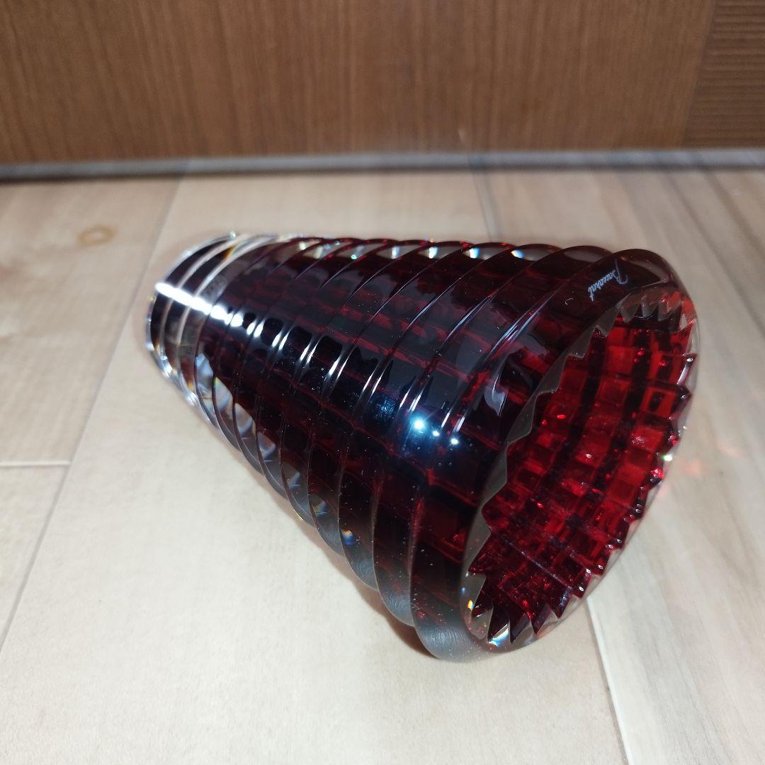【美品】花瓶　Baccarat アイ ベース レッド S