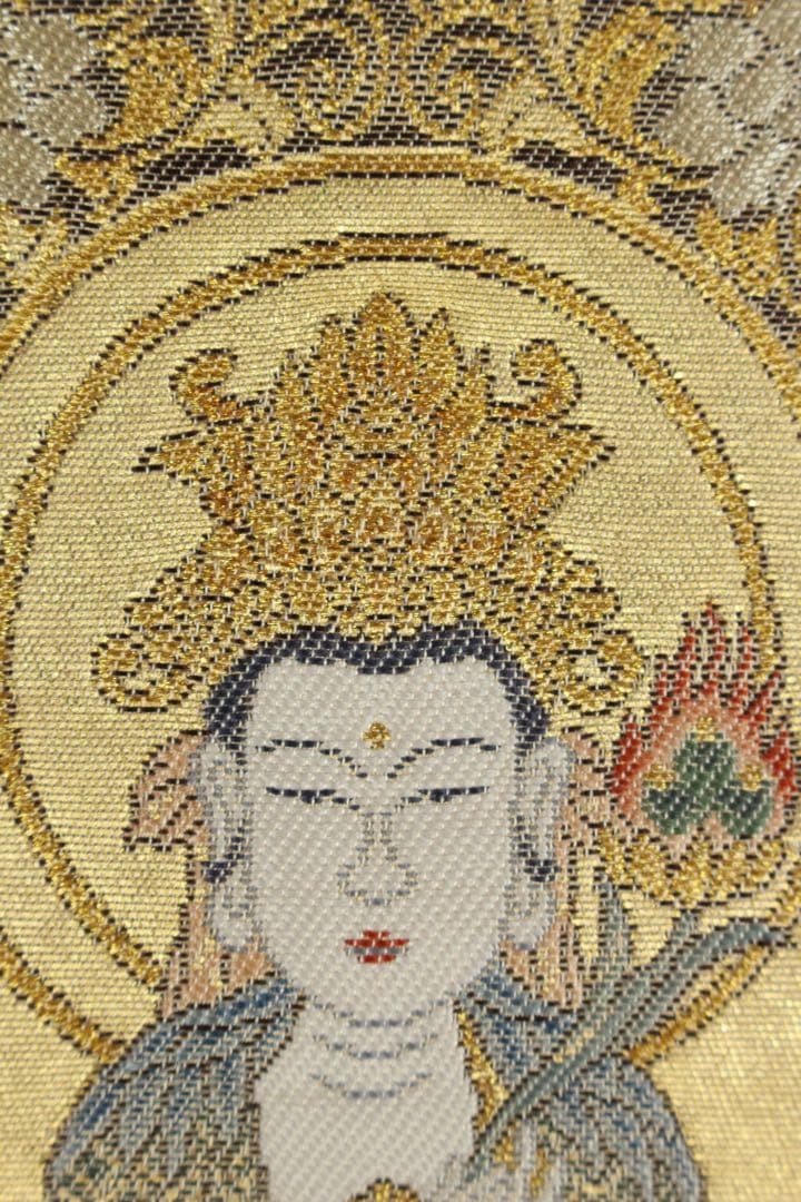 No5746 掛軸　刺繍画　「七福神御尊像之図」　絹本　共箱/畳箱　送料無料