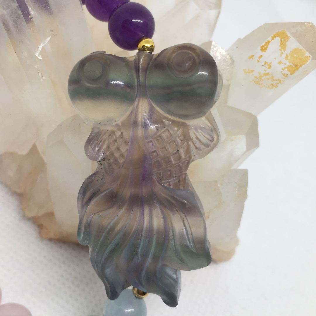 フローライトの金魚を使用したデザインブレスレット✨️15cm✨️