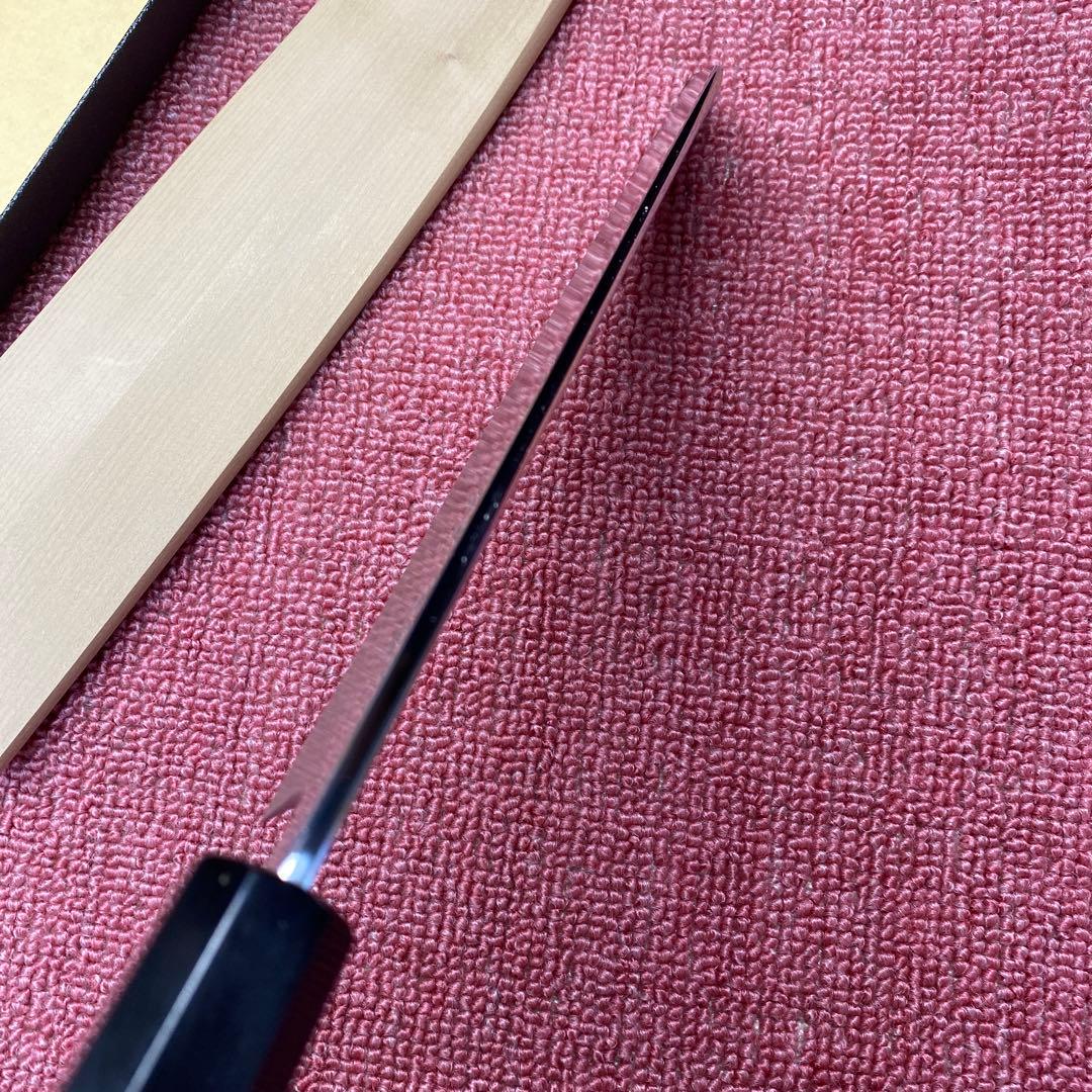 青二鋼　水本焼き　切付包丁　225㎜　7.5寸 鞘付き