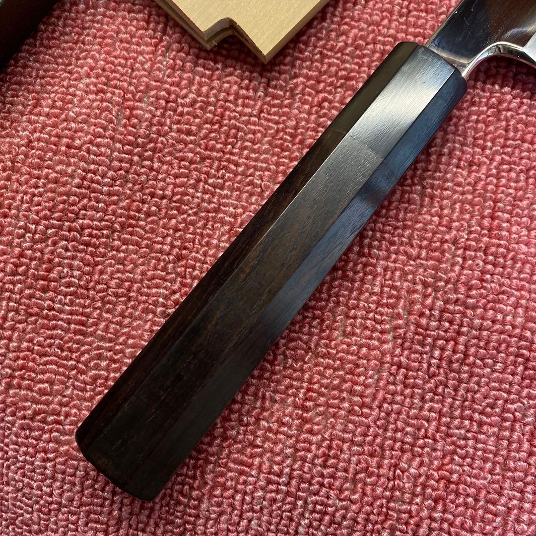 青二鋼　水本焼き　切付包丁　225㎜　7.5寸 鞘付き