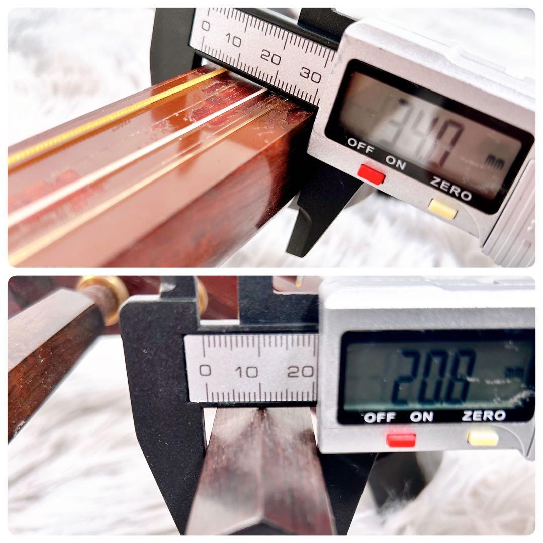 津軽三味線 紅木 太棹 東さわり　本皮 金細 二本溝 綾杉胴 現状品