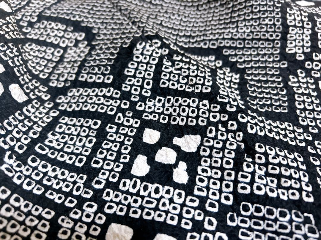 総絞り被布♡アンティーク着物　七五三　3歳　男の子　フルセット　一式　鶴　黒