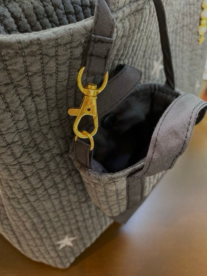 ダークグレー×ムーンスター　3ルームズバッグ　ヌビバッグ　ハンドメイド