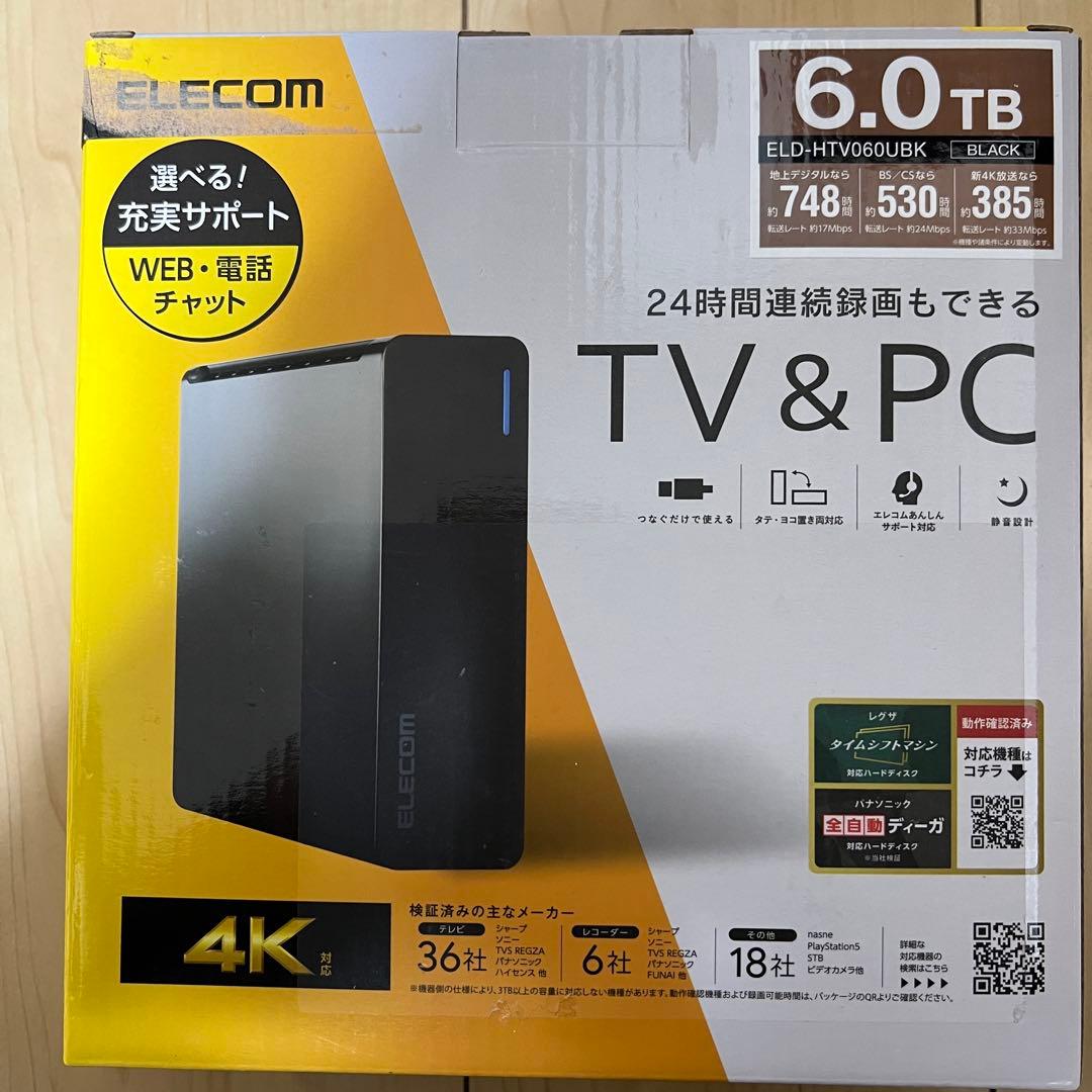ELECOM 6.0TB 外付けHDD ELD-HTV060UBK