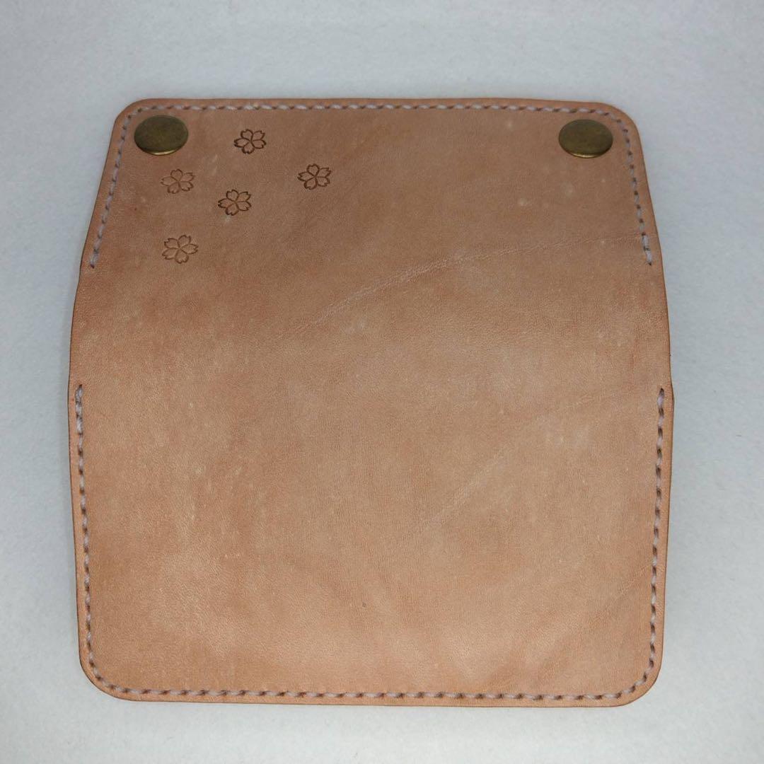 ヌメ革 ミドル トラッカーウォレット 桜刻印 本革 ハンドメイド