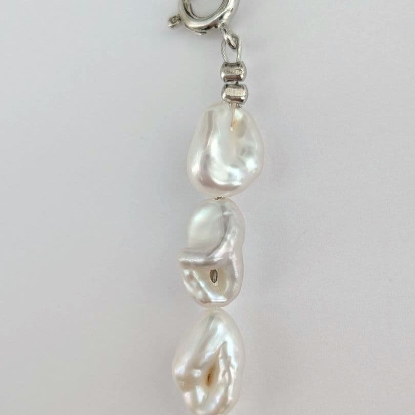 淡水 ケシ真珠 ネックレス ケシパール 約6〜7×8〜10mm 真鍮