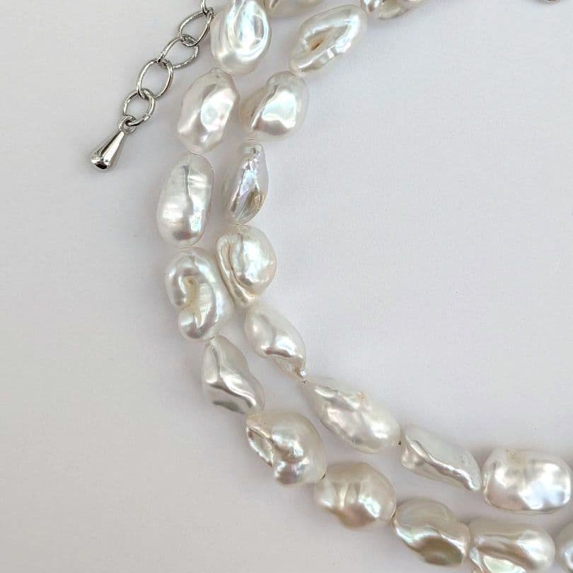 淡水 ケシ真珠 ネックレス ケシパール 約6〜7×8〜10mm 真鍮