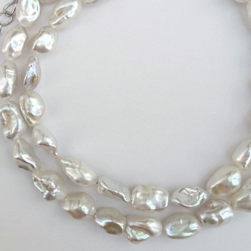 淡水 ケシ真珠 ネックレス ケシパール 約6〜7×8〜10mm 真鍮