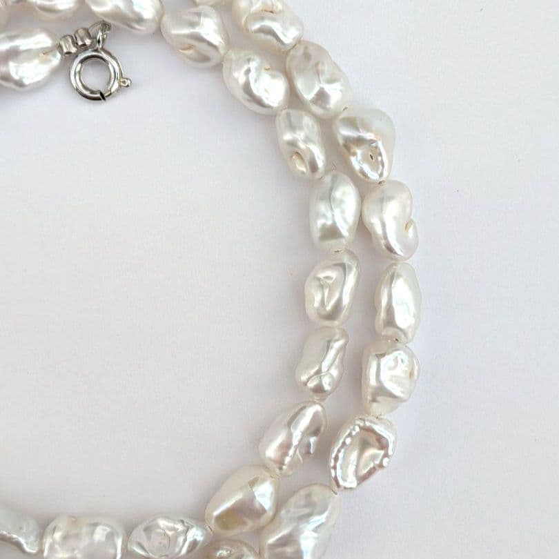 淡水 ケシ真珠 ネックレス ケシパール 約6〜7×8〜10mm 真鍮