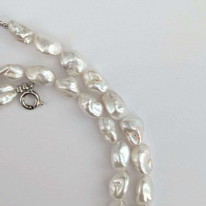 淡水 ケシ真珠 ネックレス ケシパール 約6〜7×8〜10mm 真鍮