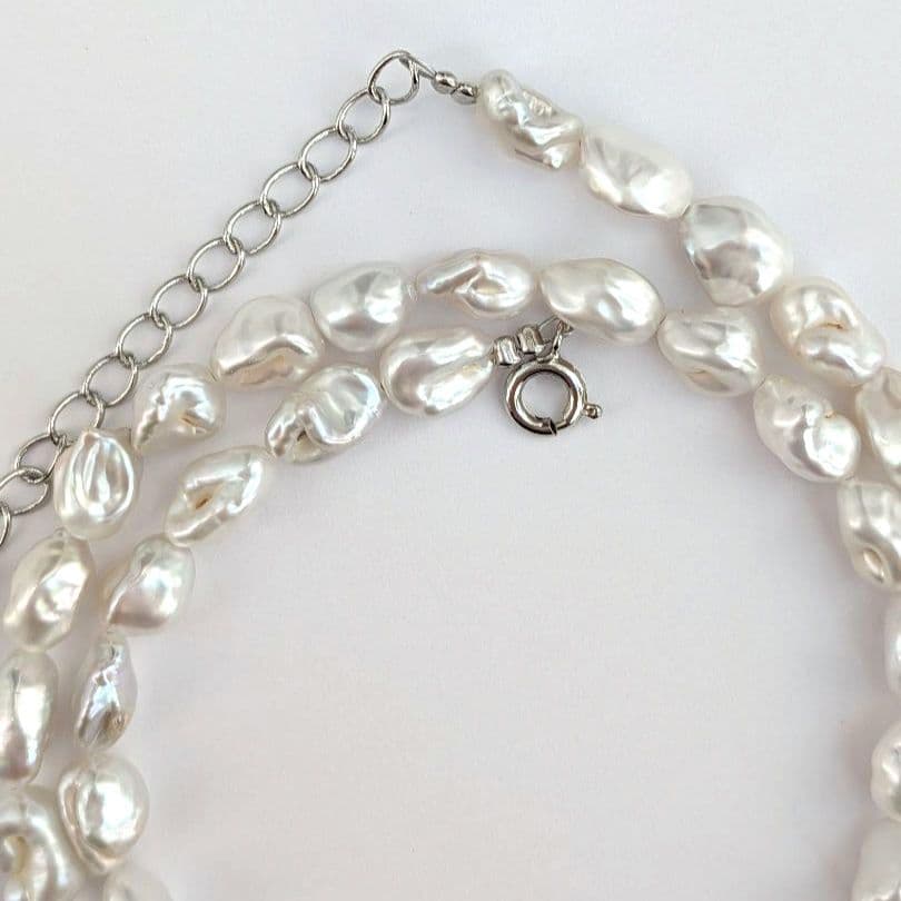 淡水 ケシ真珠 ネックレス ケシパール 約6〜7×8〜10mm 真鍮