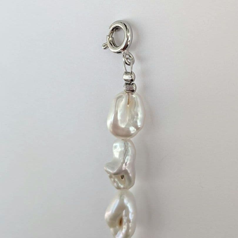 淡水 ケシ真珠 ネックレス ケシパール 約6〜7×8〜10mm 真鍮