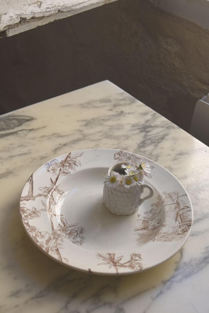 クレイユモントロー　さくら（serisier）深皿　美品　フランスアンティーク