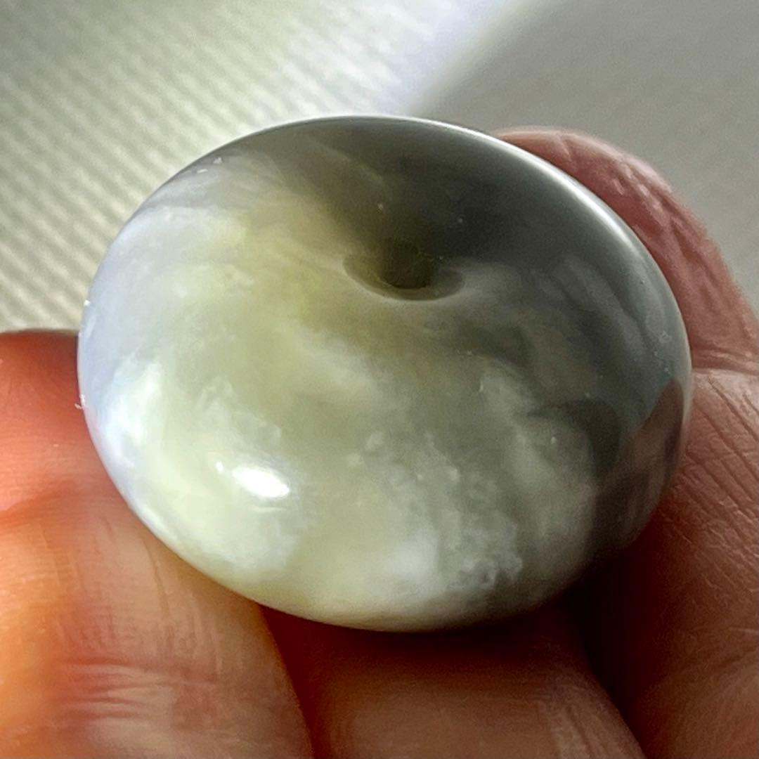 極上 和田玉 帯状青花 彫刻 軟玉 ネフライト 平安扣 ペンダント 財運 魔除