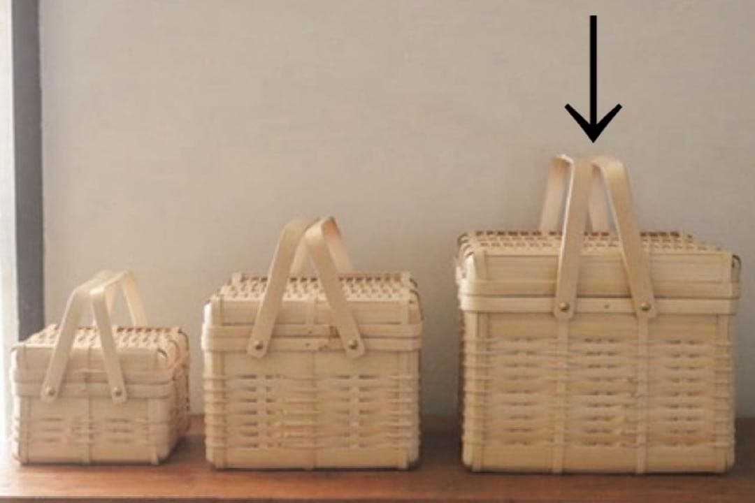 松田由紀 角物 蓋付き 竹かご 竹籠　バスケット