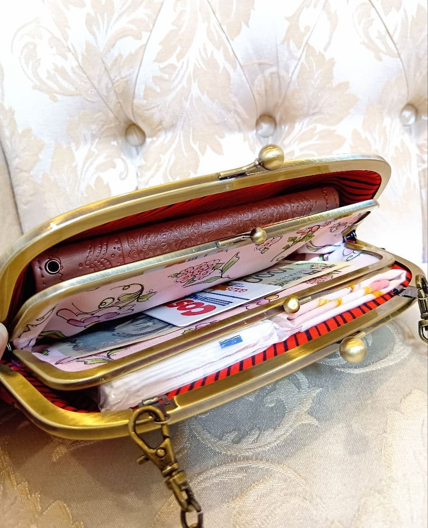 ロラライハリス☆ビーズ刺繍☆親子がま口☆お財布ポーチ☆ハンドメイド