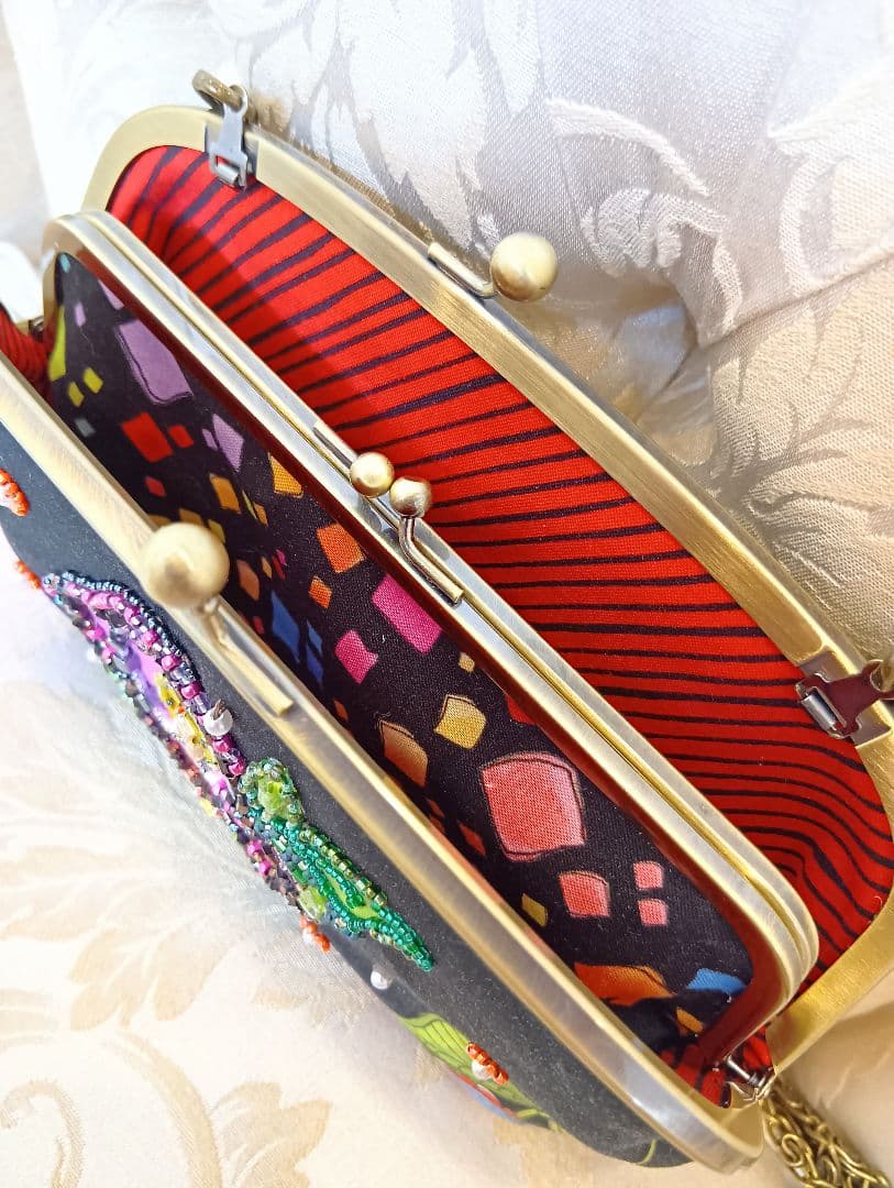 ロラライハリス☆ビーズ刺繍☆親子がま口☆お財布ポーチ☆ハンドメイド