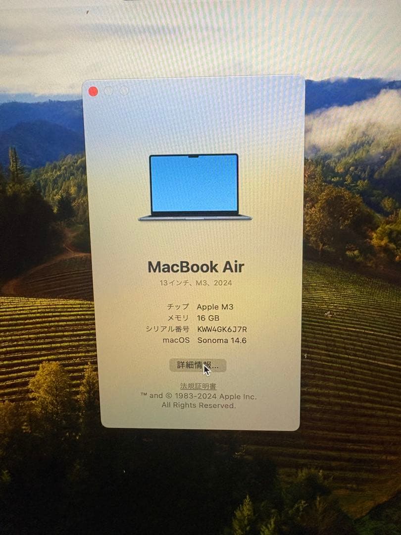 MacBook Air M3 13インチ / バッテリー96%