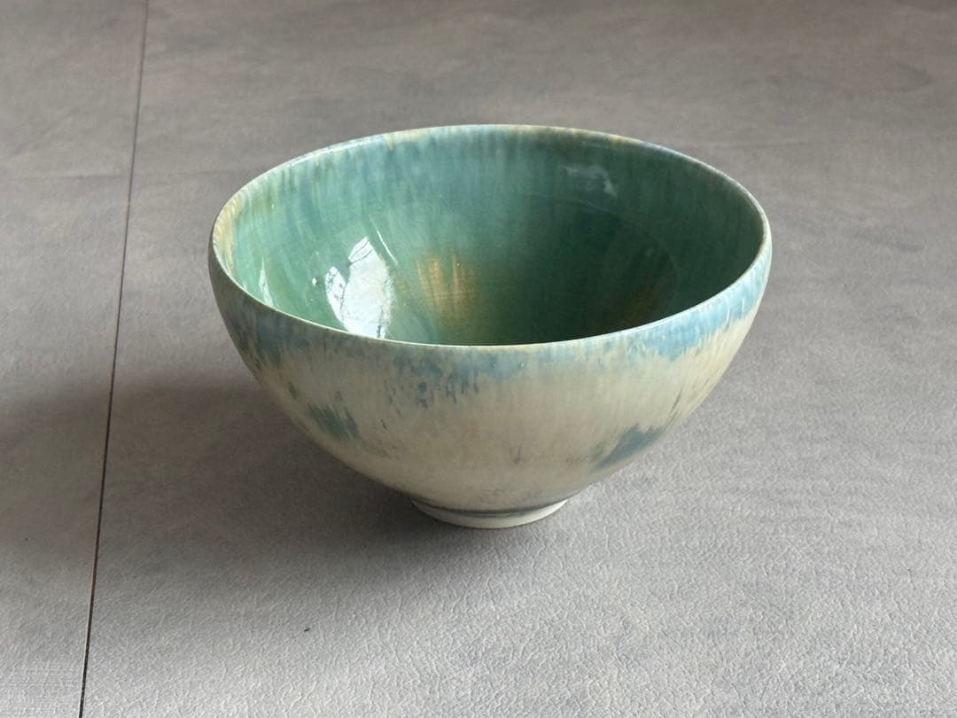 中園晋作　陶器ボウル 緑青色