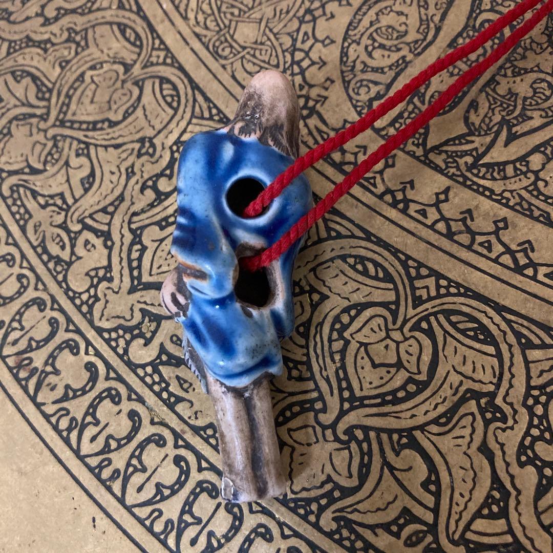 江戸中期〜後期　古根付け　掲げ物　陶器×天然素材　2点セット