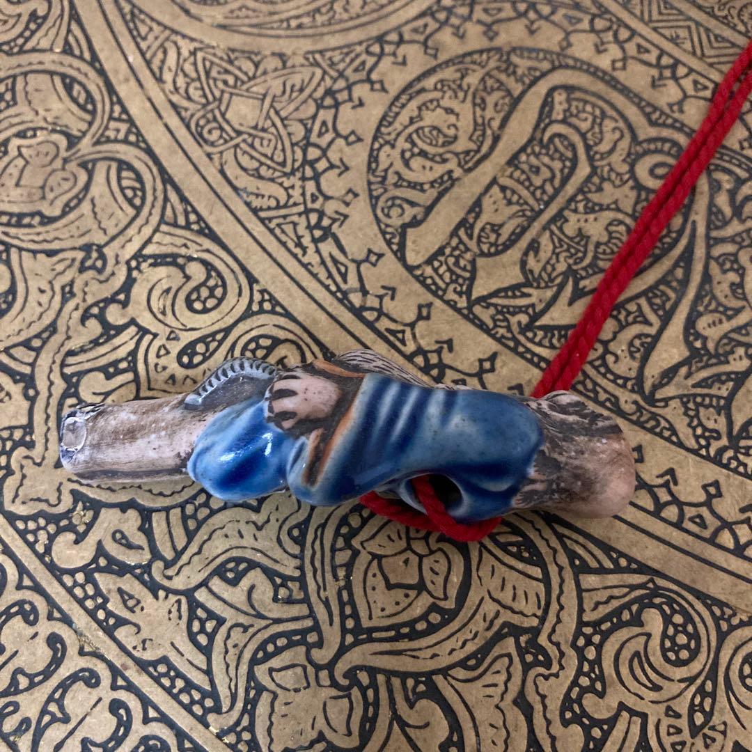 江戸中期〜後期　古根付け　掲げ物　陶器×天然素材　2点セット