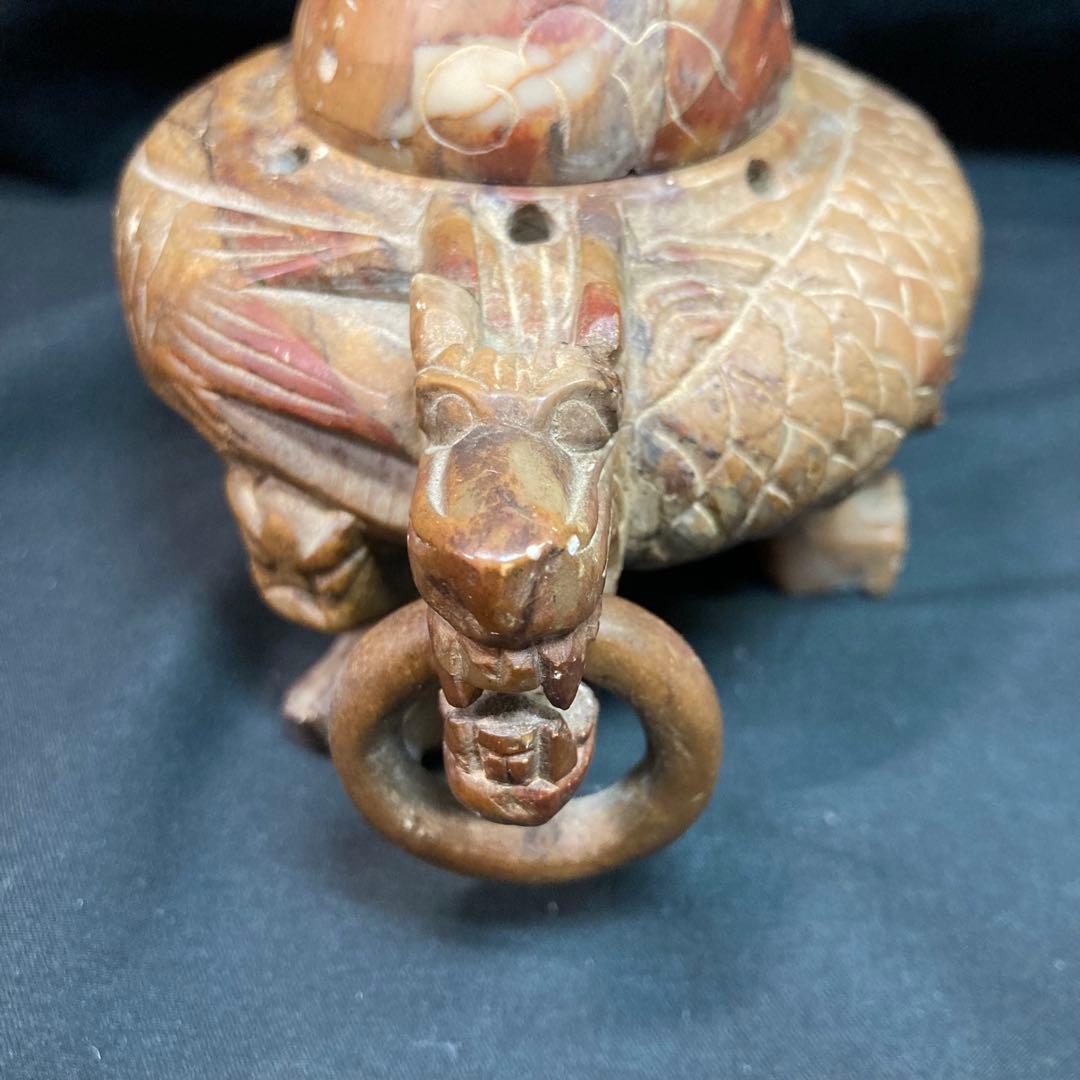 《中国美術》香炉 龍造形 中国古玩 玉石彫刻